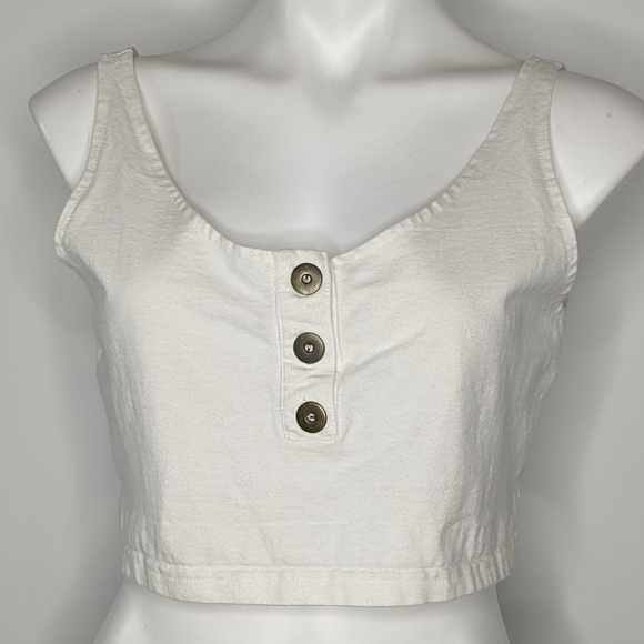 Vintage White Buttoned Crop Top - Picture 1 of 9
